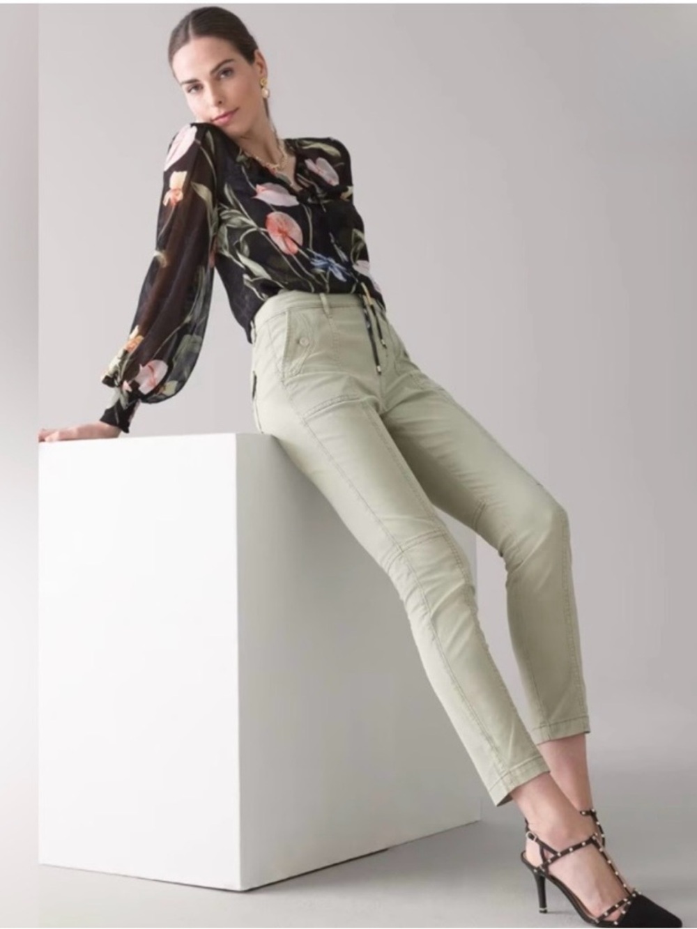 High-Rise Ankle Pants in Sage Green
